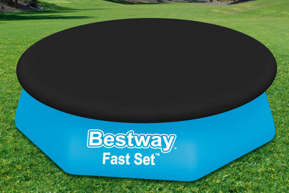 BESTWAY Cobertor de Invierno Redondo Ø240 cm de PVC para Piscinas Negro