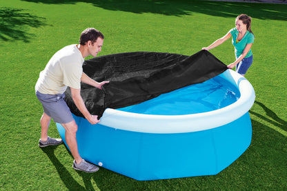 BESTWAY Cobertor de Invierno Redondo Ø240 cm de PVC para Piscinas Negro