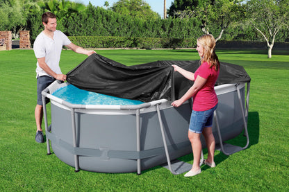 BESTWAY Cobertor de Invierno Ovalado 305x184 cm para Piscinas Ovaladas de 305x200 cm Negro