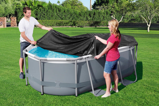 BESTWAY Cobertor de Invierno Ovalado 305x184 cm para Piscinas Ovaladas de 305x200 cm Negro